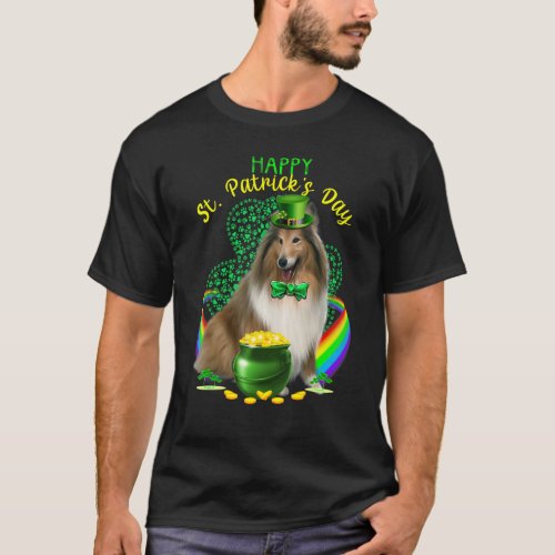 Happy St Patricks Day Shetland Dog Leprechaun Hat  T_Shirt