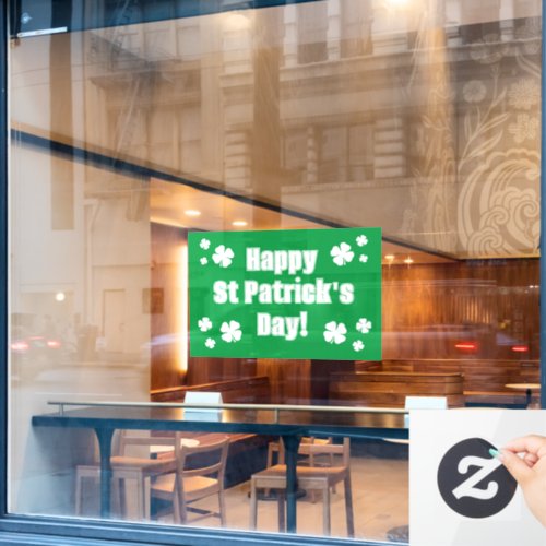 Happy St Patricks Day shop sign window cling