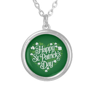 Happy St Patrick's Day Silver Plated Necklace