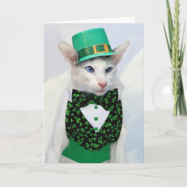Happy St Patrick's Day - Skeezix the Cat Card (Front)