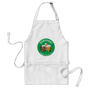 HAPPY ST PATRICK'S DAY Sláinte Cartoon Beers GREEN Adult Apron