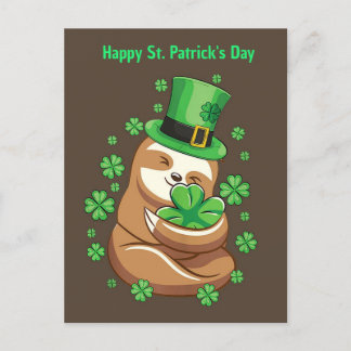 Happy St. Patrick's Day Sloth postcard