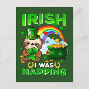 Happy St. Patrick's Day Sloth postcard