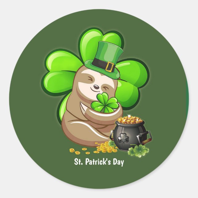 Happy St. Patrick's Day Sloth sticker (Front)