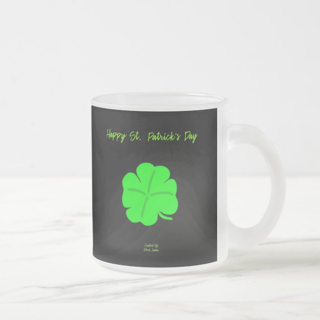 Happy St.  Patrick's Day Small Frosted Glass Mug (Right)