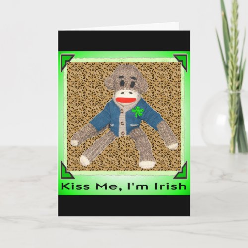 Happy St Patricks Day Sock Monkey Card