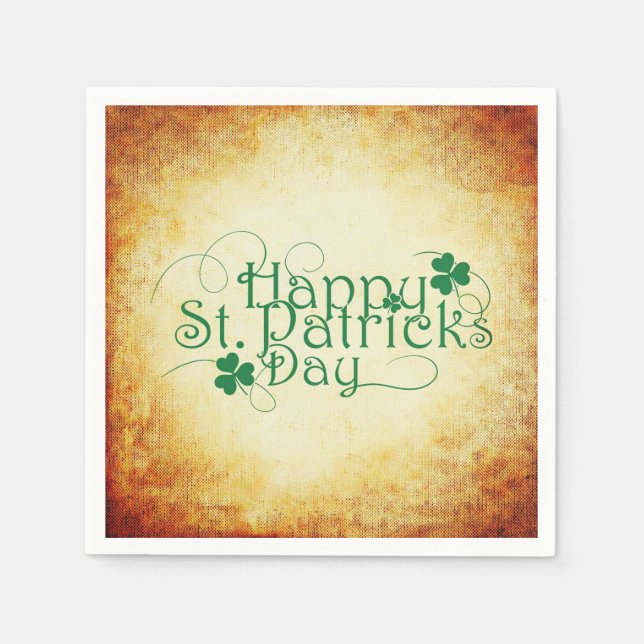 Happy St. Patrick's Day Square Paper Napkins (Front)