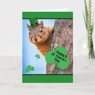 Happy St. Patrick's Day Squirrel in Hat Humor Holiday Card