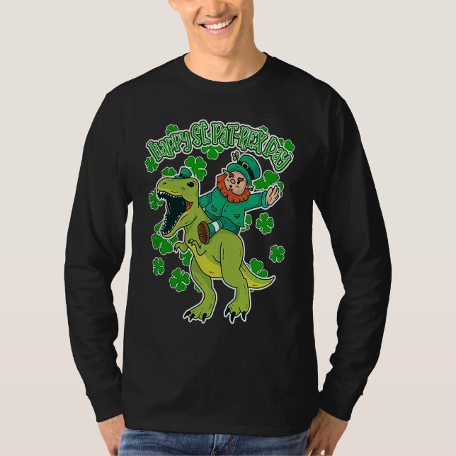 Happy St Patricks Day St Pat Rex Rex Leprechaun Sh T-Shirt (Front)