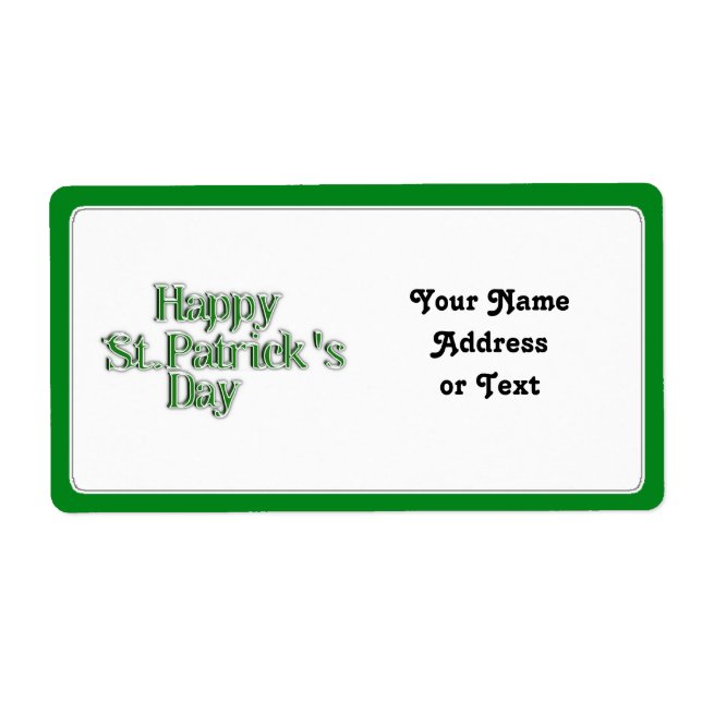 Happy St Patrick's Day Text Image Label (Front)