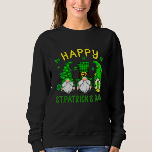 Happy St Patricks Day Three Gnomes Holding Shamro Sweatshirt