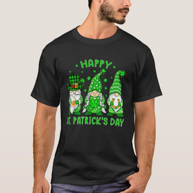 Happy St Patrick's Day Three Gnomes Shamrock Boys  T-Shirt (Front)