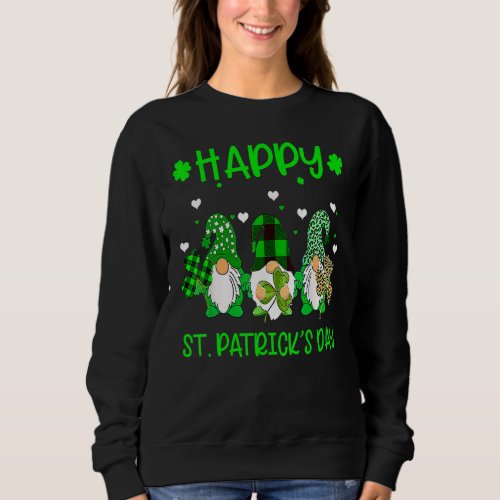 Happy St Patricks Day Three Gnomes Shamrock Gift Sweatshirt