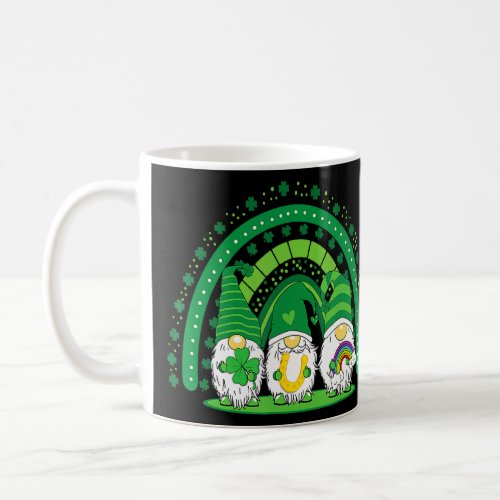 Happy St Patricks Day Three Gnomes Shamrock Rainb Coffee Mug