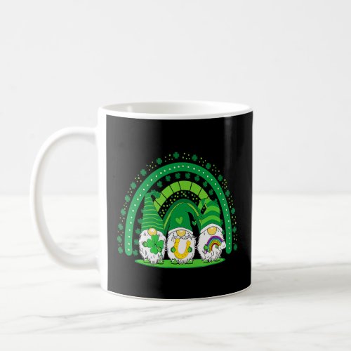 Happy St Patricks Day Three Gnomes Shamrock Rainb Coffee Mug