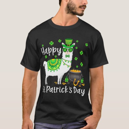 Happy St Patricks Day Three Llama Irish Shamrock  T_Shirt