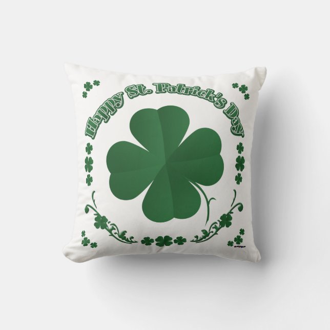 Happy St. Patrick's Day Throw Pillow (Front)
