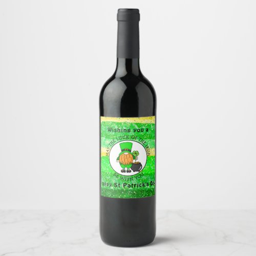 Happy St Patricks Day To You  Cute Leprechaun   Wine Label