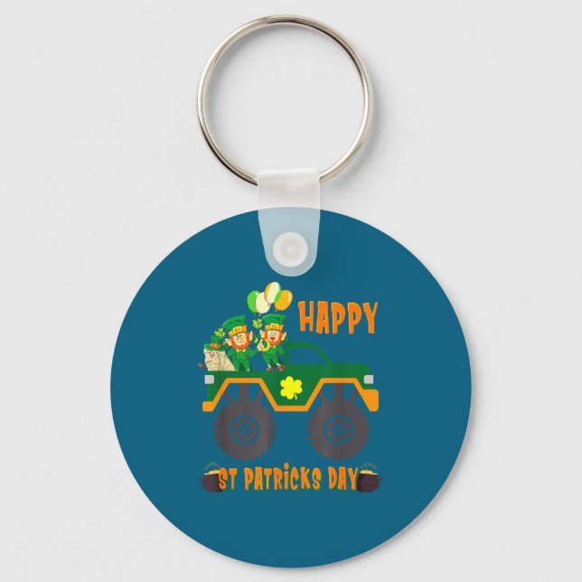 Happy St Patricks Day Toddler Boys Girls Monster T Keychain (Front)