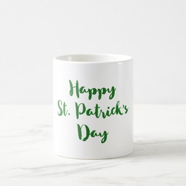 Happy St. Patrick's Day Trendy Font Typography Coffee Mug (Center)