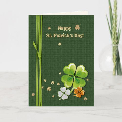 Happy St Patricks Day Tricolor Shamrocks Card