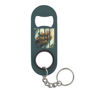 Happy St.Patrick's Day Vertical Brushstroke Keychain Bottle Opener