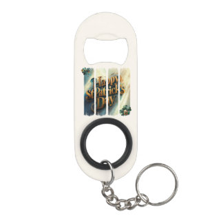 Happy St.Patrick's Day Vertical Brushstroke Keychain Bottle Opener