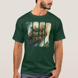 Happy St. Patrick's Day Vertical Brushstroke T-Shirt