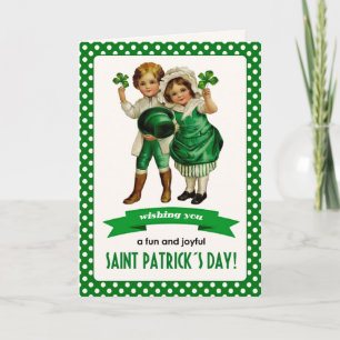 Happy St. Patrick's Day. Vintage Irish Kids Card