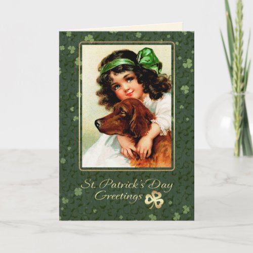 Happy St Patricks Day Vintage Little Irish Girl  Card