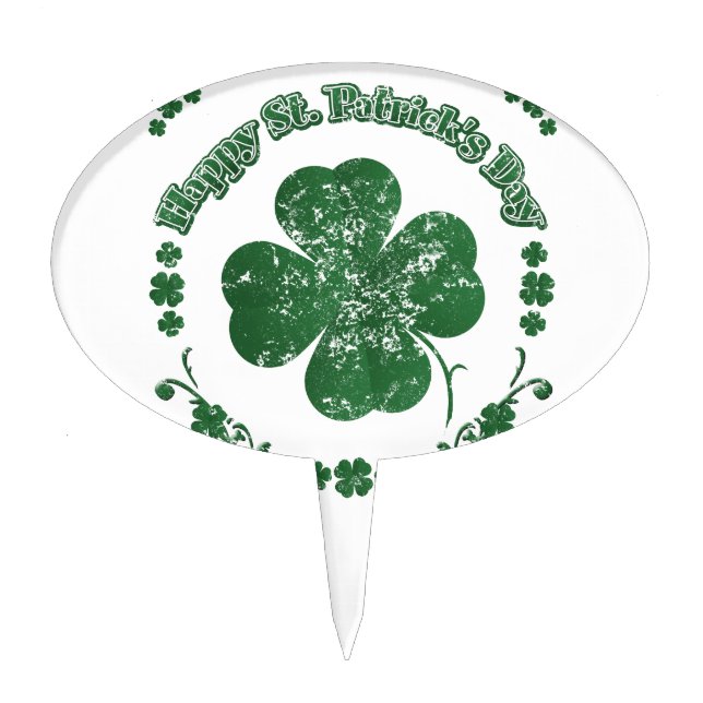 Happy St. Patrick's Day - vintage style Cake Topper (Front)