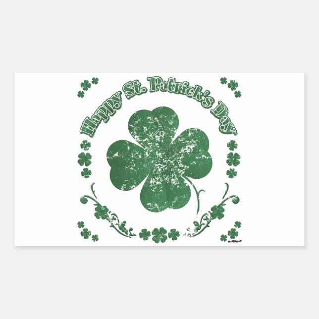 Happy St. Patrick's Day - vintage style Rectangular Sticker (Front)
