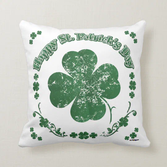 Multicolor Happy Catholics Saint Day Erin Go Bragh St Patrick's Vintage Throw Pillow 16x16