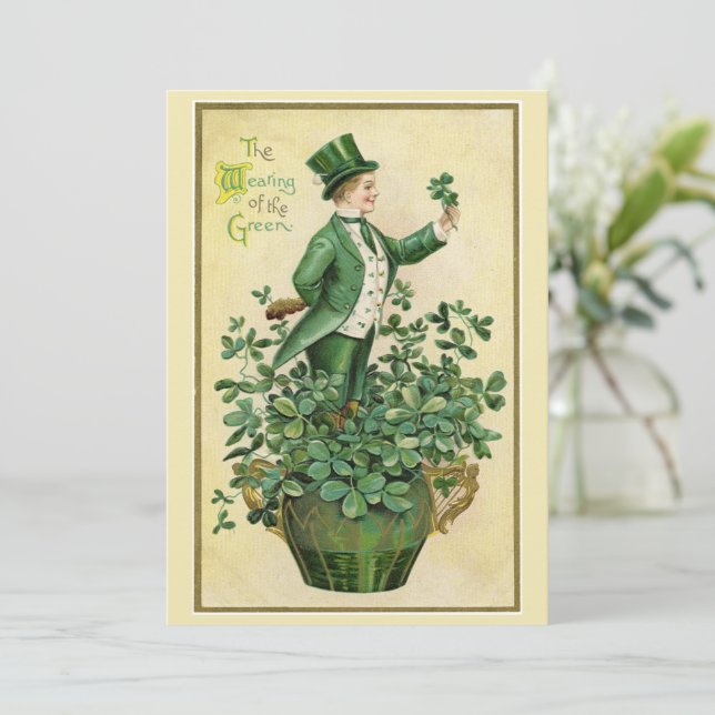 Happy St. Patrick's day - Vintage Thank You Card (Standing Front)