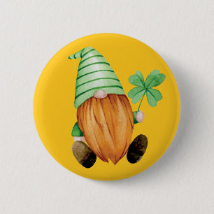 Happy St. Patrick's Day   Watercolor Irish Gnome Button