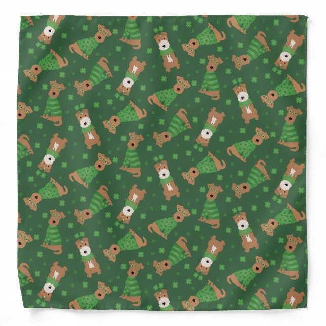 Happy St Patricks Day Welsh Wire Fox Terrier Dogs Bandana (Front)