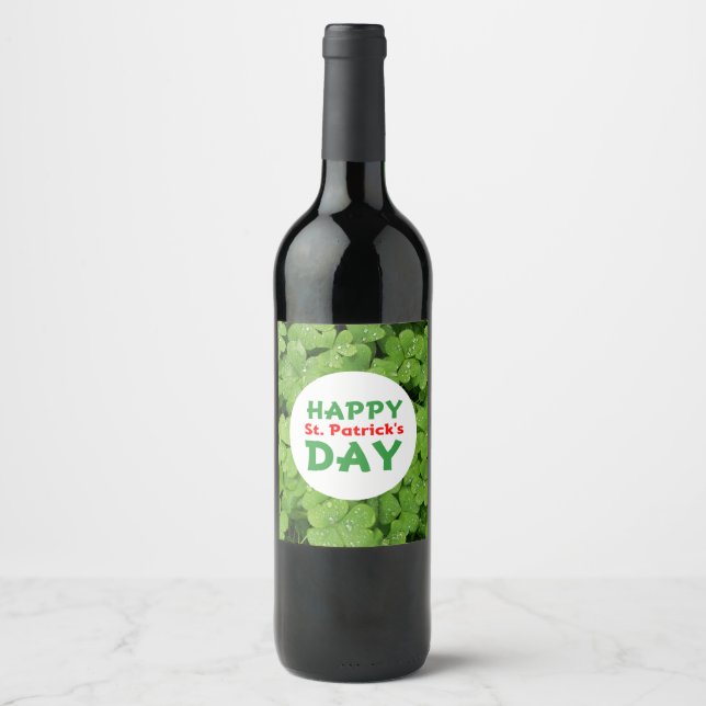 Happy St. Patrick's Day wine bottle label (Front)