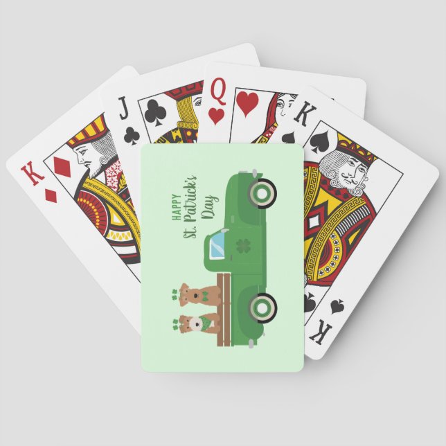 Happy St Patricks Day Wire Fox Terrier Dog Poker Cards (Back)