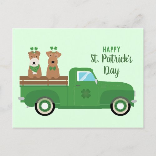 Happy St Patricks Day Wire Fox Terrier Dog Postcard