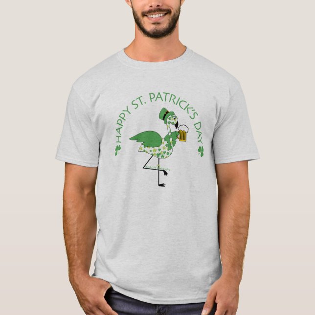 Happy St. Patrick's Day With Flamingo T-Shirt (Front)