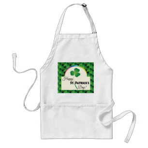 Happy St. Patrick's Day with shamrock Adult Apron
