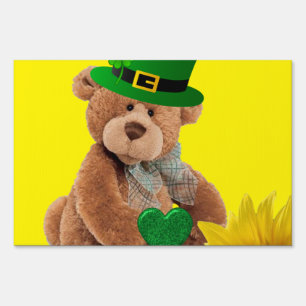 Happy St. Patrick's Day Yard Sign Teddy Bear