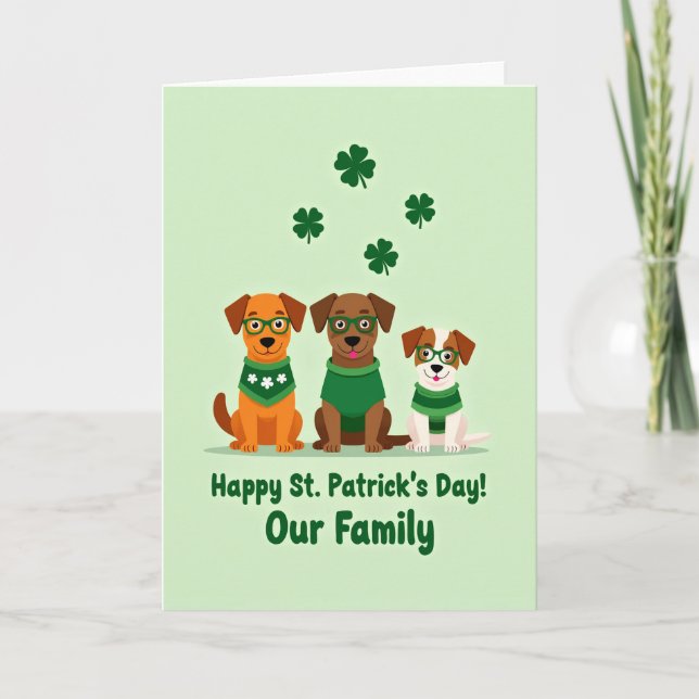 Happy St Patricks Dogs Family Card (Front)