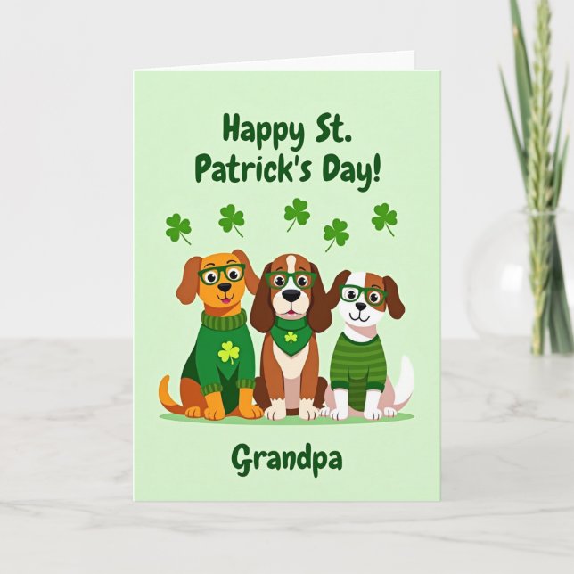 Happy St Patricks Dogs Grandpa Card (Front)