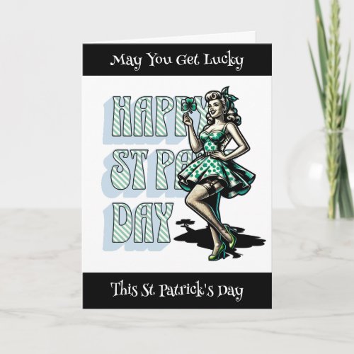 Happy St Patricks Funny Pinup Girl  Card