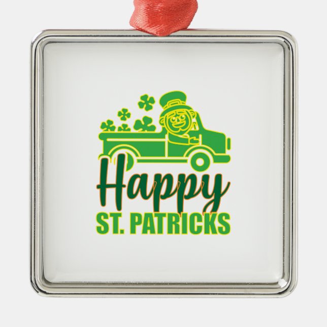 Happy ST Patricks Metal Ornament (Front)