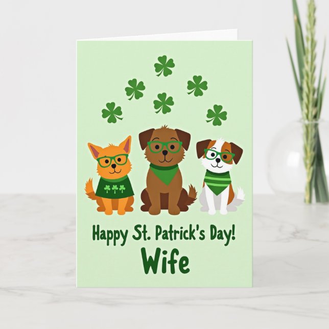 Happy St Patricks Pets Wife Card (Front)