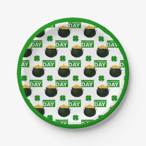 Happy St Patricks Pot of Gold  Green Party  Paper Plates