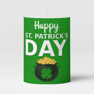 Happy St Patrick's Pot of Gold  Pillar Candle