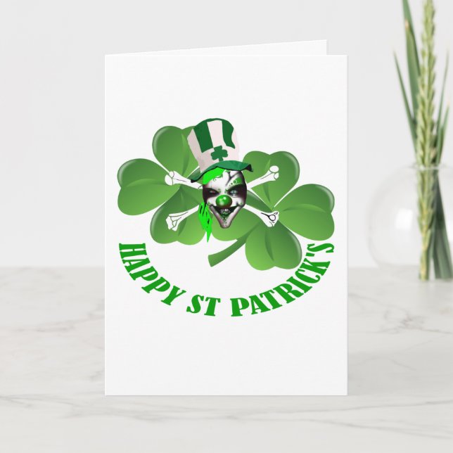 Happy St Patrick's scary clown Card (Front)